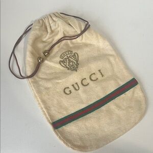 Gucci Cream Drawstring Dust Bag with Gold GG Hardware